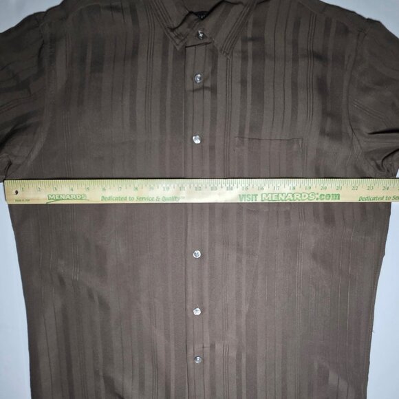 Van Heusen Mens Army Green Striped Button Up Shirt SIze Large 16/16 - Picture 5 of 8